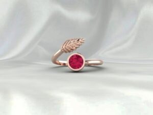 Ruby Leaf Women Ring Jewelry