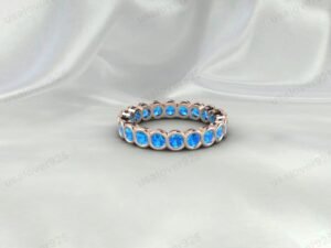 Blue Topaz CZ Eternity Band | 925 Sterling Silver Stacking Ring | USALover925