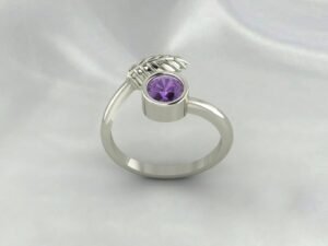 Amethyst Leaf Women Ring