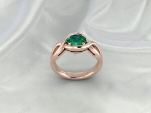 Emerald Oval Stone Women Ring | 925 Sterling Silver May Birthstone Jewelry