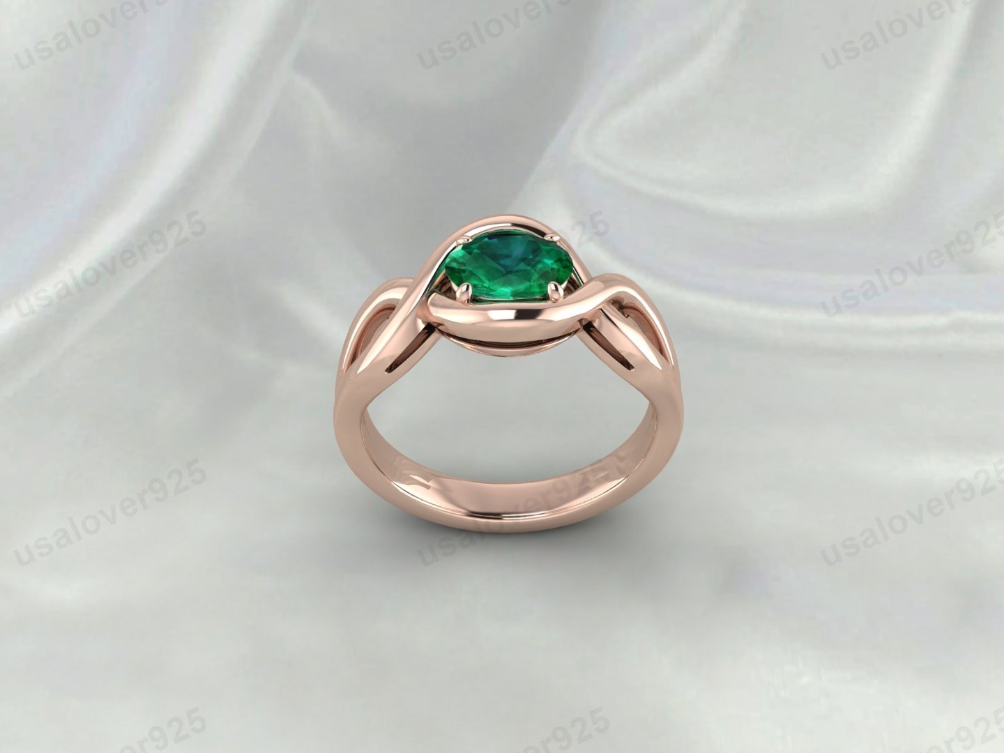 Emerald Oval Stone Women Ring | 925 Sterling Silver May Birthstone Jewelry