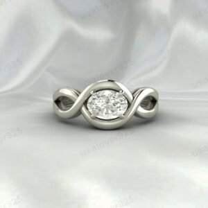 Cubic Zirconia Oval Stone Women Ring | 925 Sterling Silver Bridal Jewelry