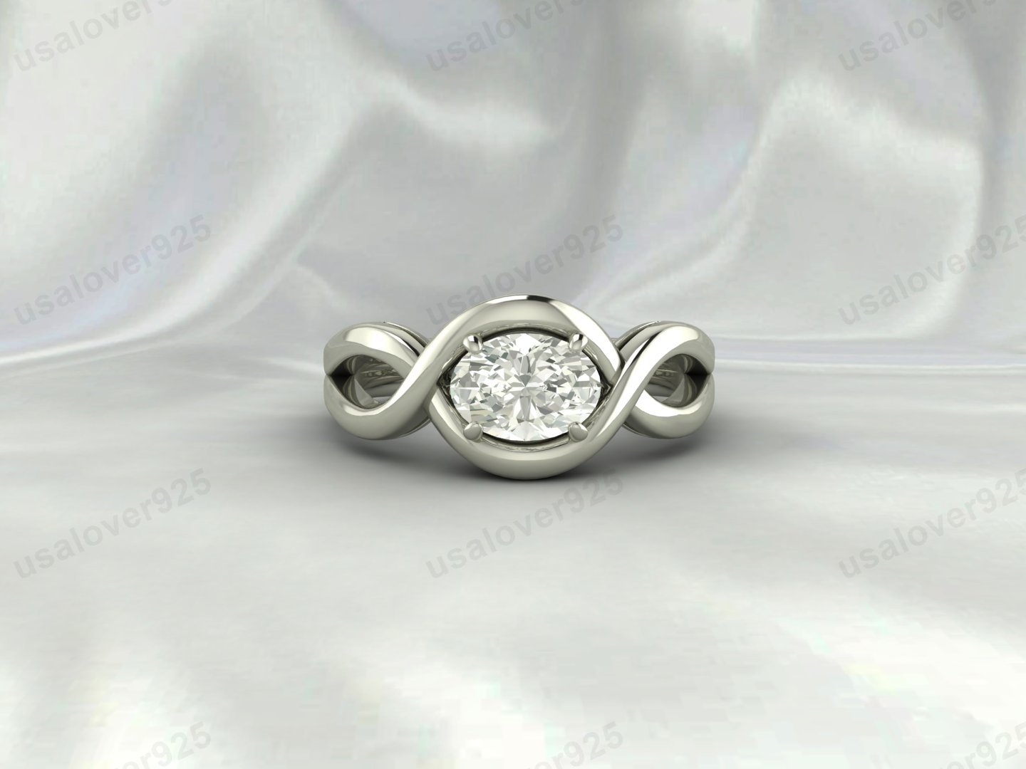 Cubic Zirconia Oval Stone Women Ring | 925 Sterling Silver Bridal Jewelry