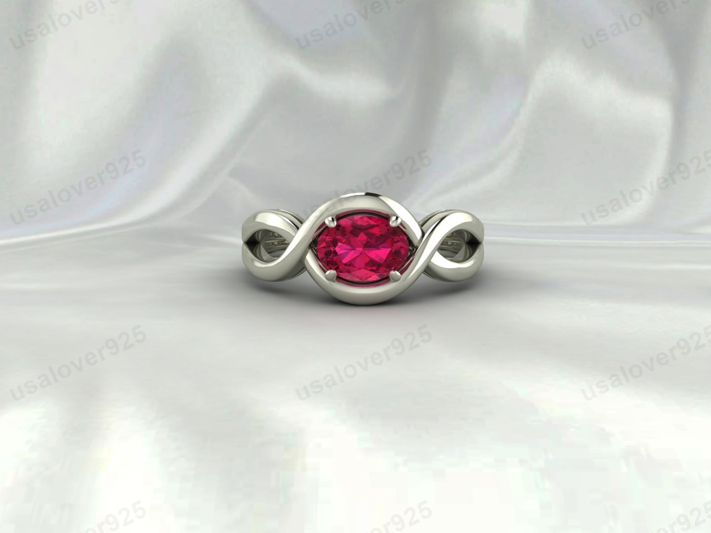 Ruby Oval Stone Women Ring | 925 Sterling Silver May Birthstone Jewelry