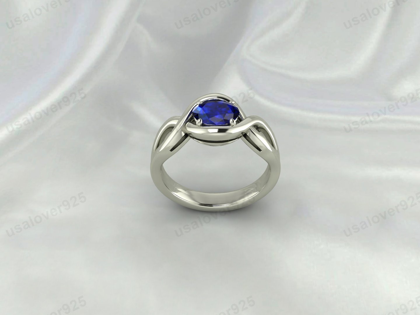 Blue Sapphire Oval Stone Women Ring | 925 Sterling Silver September Birthstone Jewelry