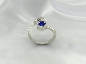 Blue Sapphire Leaf Women Ring Jewelry