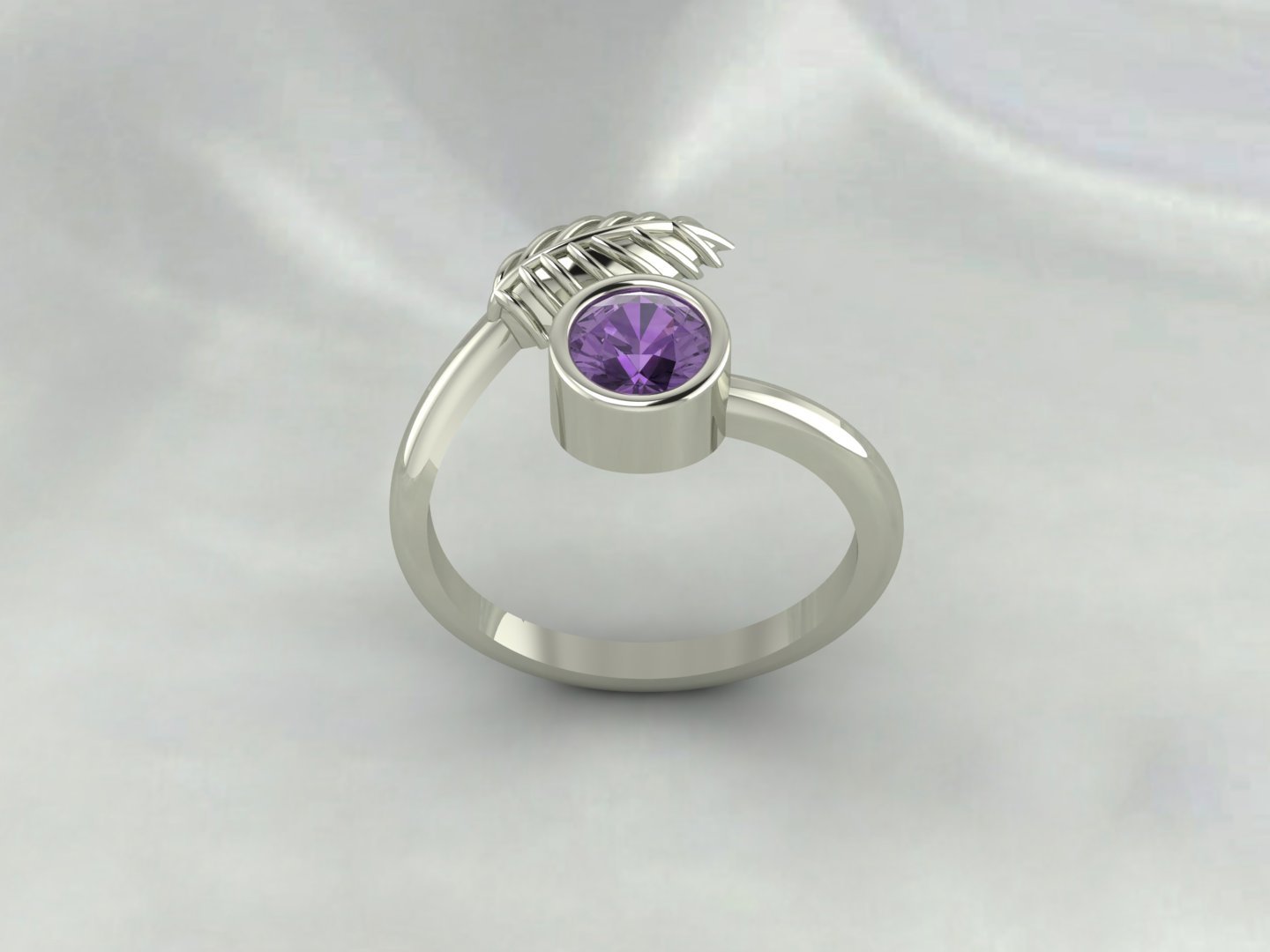 Amethyst Leaf Women Ring