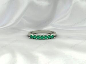 Emerald Eternity Band, 925 Sterling Silver Stacking Ring, May Birthstone Jewelry Gift