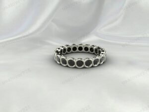 Black Onyx Engagement Ring | 925 Sterling Silver Full Eternity Band
