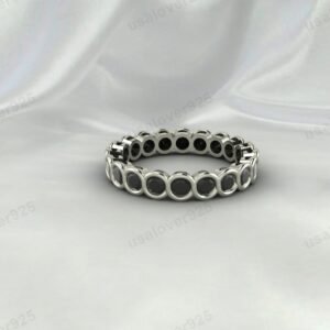 Black Onyx Engagement Ring | 925 Sterling Silver Full Eternity Band