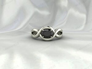 Black Onyx Oval Stone Women Ring | 925 Sterling Silver Gothic Bridal Jewelry