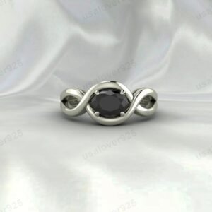 Black Onyx Oval Stone Women Ring | 925 Sterling Silver Gothic Bridal Jewelry