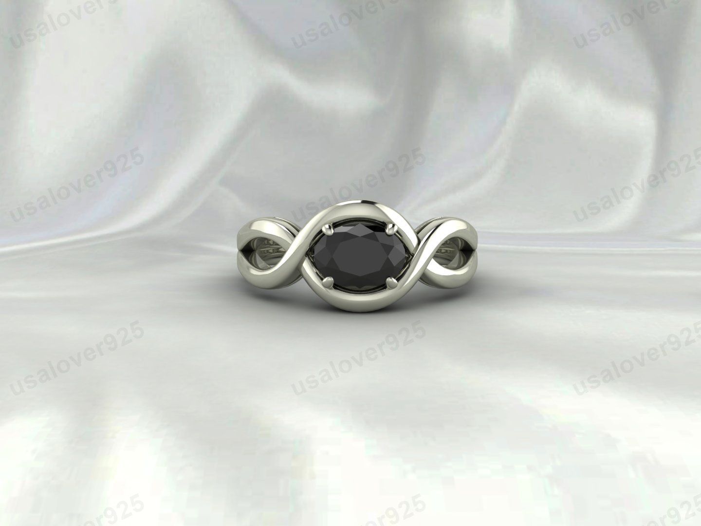 Black Onyx Oval Stone Women Ring | 925 Sterling Silver Gothic Bridal Jewelry