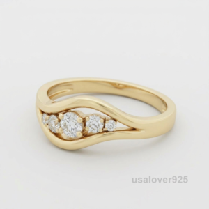 Cubic Zirconia Solitaire Ring, 925 Sterling Silver Minimalist Band