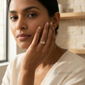 Cubic Zirconia Solitaire Ring, 925 Sterling Silver Minimalist Band