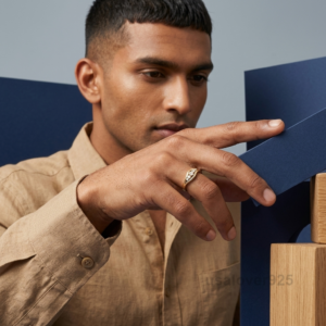 Cubic Zirconia Solitaire Ring, 925 Sterling Silver Minimalist Band