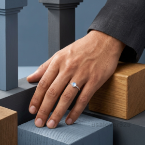 Moonstone Solitaire Ring, 925 Sterling Silver Romantic Engagement Ring