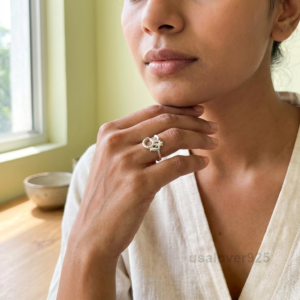 Om Design 925 Sterling Silver Wedding Band, Spiritual Sanskrit Jewelry