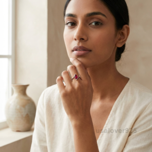 Ruby Marquise Stone Ring, 925 Sterling Silver Stackable Wedding Band