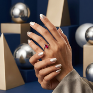 Ruby Marquise Stone Ring, 925 Sterling Silver Stackable Wedding Band