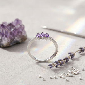 Marquise Amethyst CZ Stone Women's Eternity Band, 925 Solid Sterling Silver