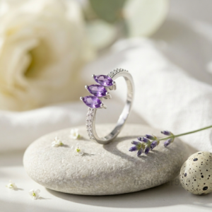 Marquise Amethyst CZ Stone Women's Eternity Band, 925 Solid Sterling Silver