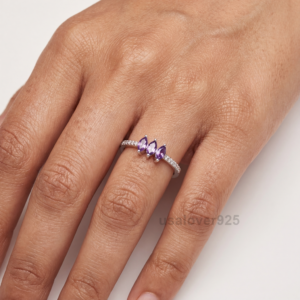 Marquise Amethyst CZ Stone Women's Eternity Band, 925 Solid Sterling Silver