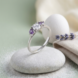 CZ Amethyst Stone Solitaire Women's Ring, 925 Solid Sterling Silver