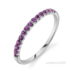 Amethyst Eternity Half Band, 925 Sterling Silver Stackable Jewelry
