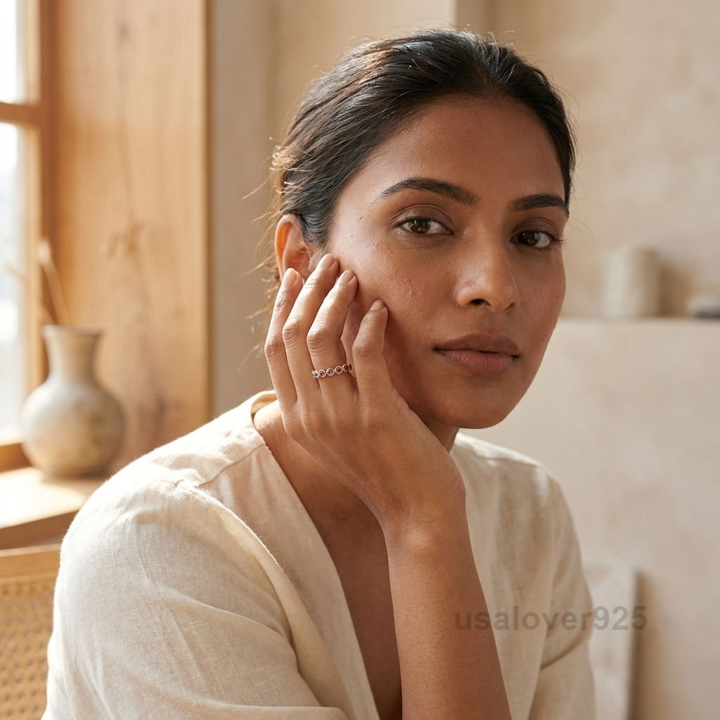 Amethyst Gemstone Women's Half Eternity Band, 925 Sterling Silver Ring