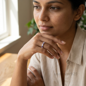 Sterling Silver Amethyst & Opal Ring | February & October Birthstone Band