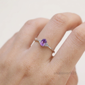Sterling Silver Amethyst CZ Ring | February Birthstone Solitaire Jewelry