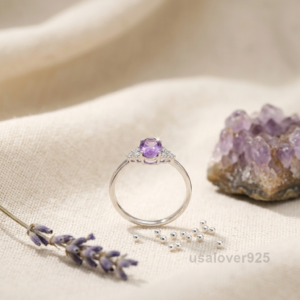 Sterling Silver Amethyst CZ Ring | February Birthstone Solitaire Jewelry