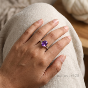 Sterling Silver Amethyst Ring | February Birthstone Oval Statement Jewelry