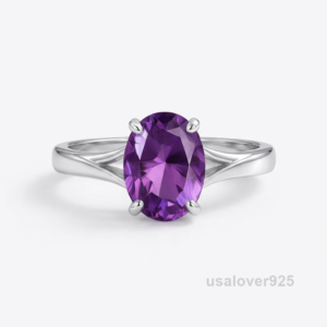 Sterling Silver Amethyst Ring | February Birthstone Oval Statement Jewelry