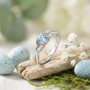Sterling Silver Aquamarine Ring | March Birthstone Solitaire Women’s Band