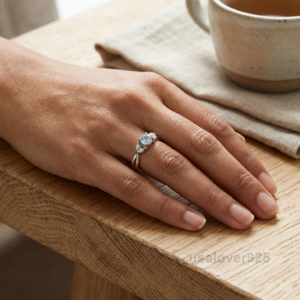 Sterling Silver Aquamarine Ring | March Birthstone Solitaire Women’s Band