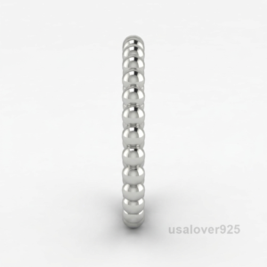 925 Sterling Silver Beads Round Band Ring, Simple Women's Jewelry