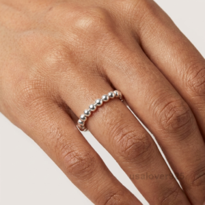 925 Sterling Silver Beads Round Band Ring, Simple Women's Jewelry