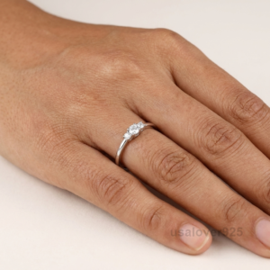 CZ Round Stone Solitaire Women's Ring, 925 Solid Sterling Silver