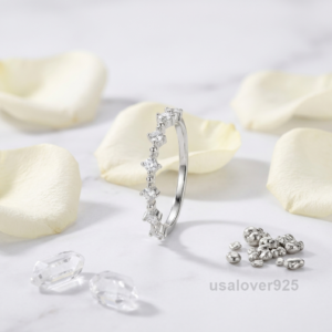 CZ Stone Heart Shape Solitaire Women's Band, 925 Solid Sterling Silver