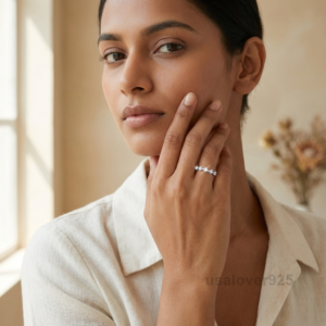 CZ Stone Heart Shape Solitaire Women's Band, 925 Solid Sterling Silver