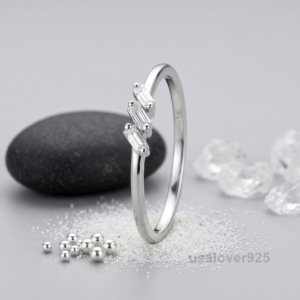 CZ Baguette Stone Band, 925 Solid Sterling Silver Jewelry
