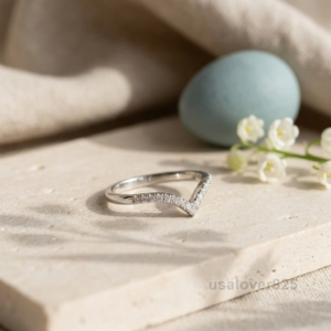 CZ Stone V Shape Eternity Band, 925 Sterling Silver Women's Jewelry