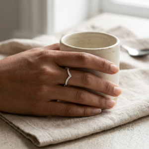 CZ Stone V Shape Eternity Band, 925 Sterling Silver Women's Jewelry