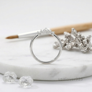 CZ V Shape Curved Chevron Eternity Band, 925 Solid Sterling Silver Jewelry