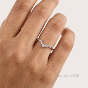 CZ V Shape Curved Chevron Eternity Band, 925 Solid Sterling Silver Jewelry