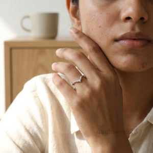 CZ V Shape Curved Chevron Eternity Band, 925 Solid Sterling Silver Jewelry