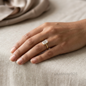 Octagon Cubic Zirconia Ring, 925 Sterling Silver Statement Jewelry