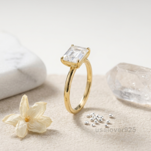 Octagon Cubic Zirconia Ring, 925 Sterling Silver Statement Jewelry